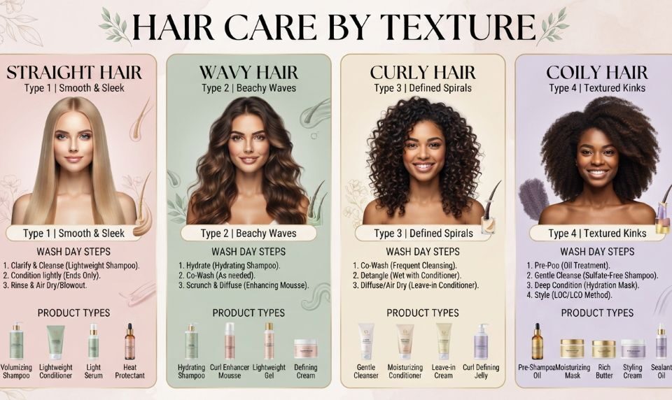 Hair texture influencing a styling routine